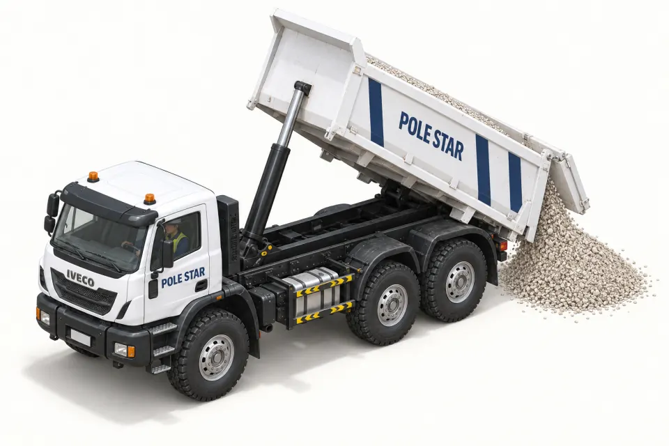 Iveco tipper unloading aggregate.